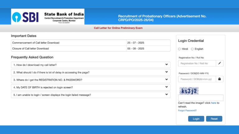sbi po admit card 2025