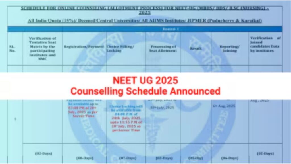 WBMCC Issues Revised Round 1 Schedule for NEET UG 2025 Counselling; Seat Allotment Result Today