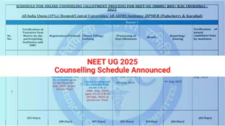 WBMCC Issues Revised Round 1 Schedule for NEET UG 2025 Counselling; Seat Allotment Result Today