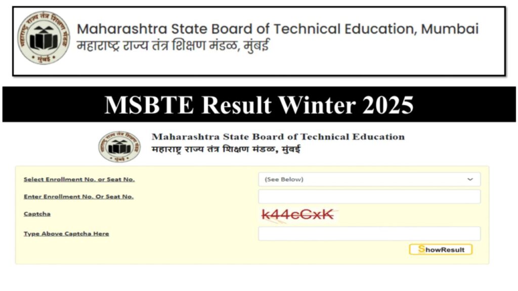 MSBTE Winter Exam Result 2025