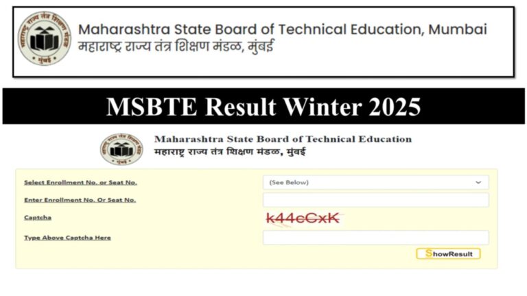 MSBTE Winter Exam Result 2025
